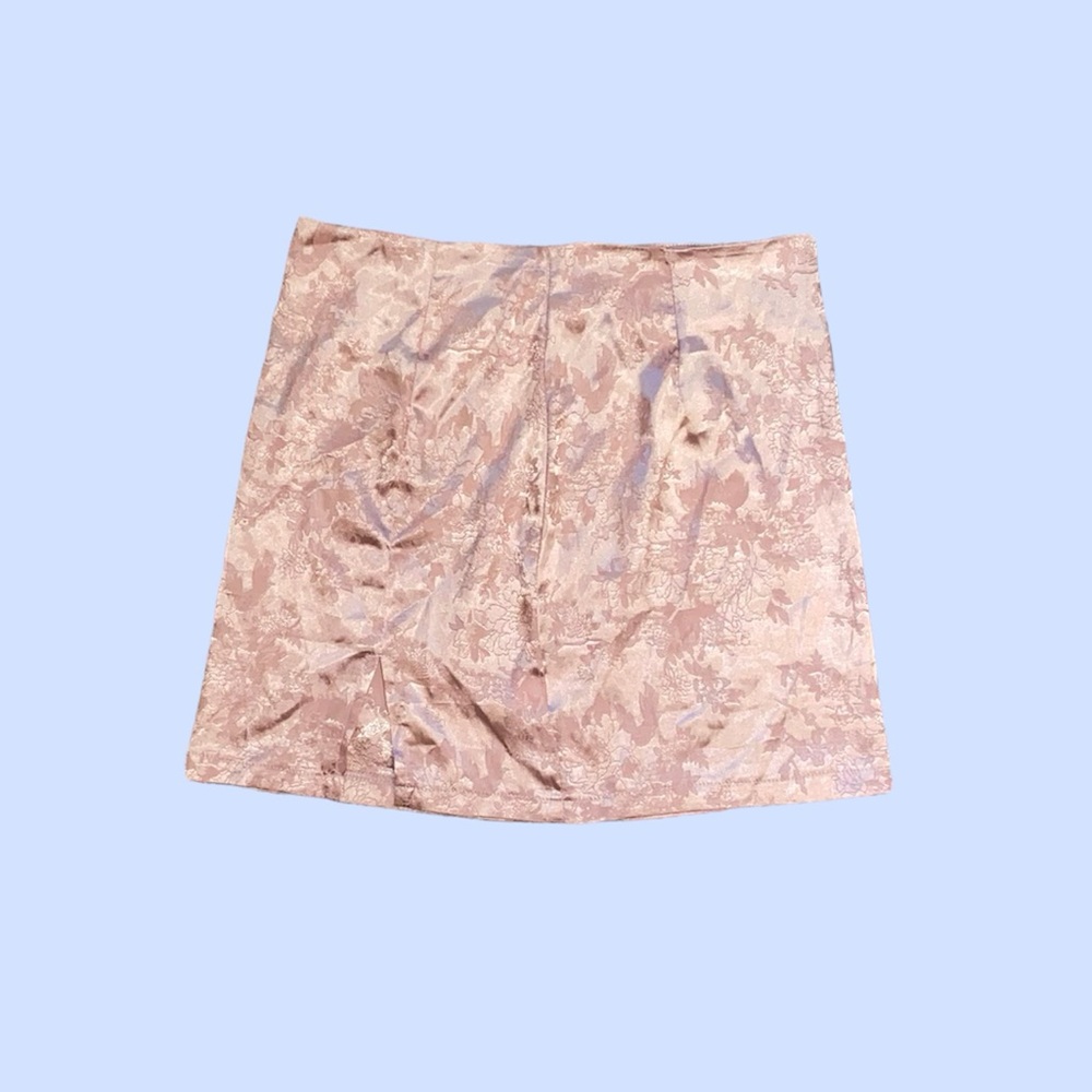 Pink Floral Zip-Up Mini Skirt